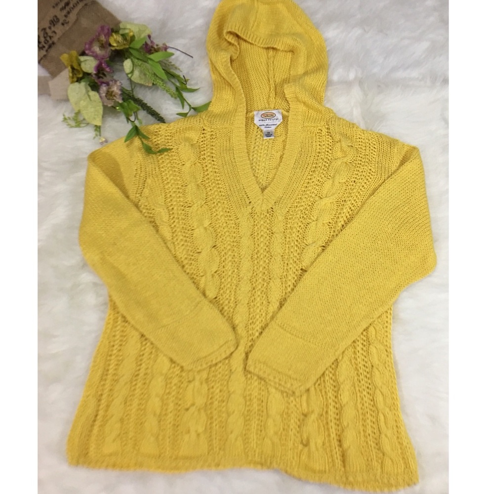 1xPetite Talbots Hooded Open-Knit Sweater
